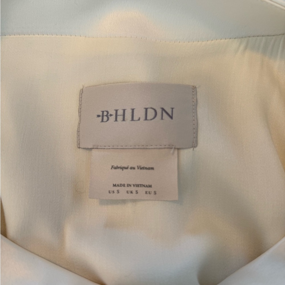 BHLDN Ivory Satin Ruched Midi Dress - Picture 3 of 3
